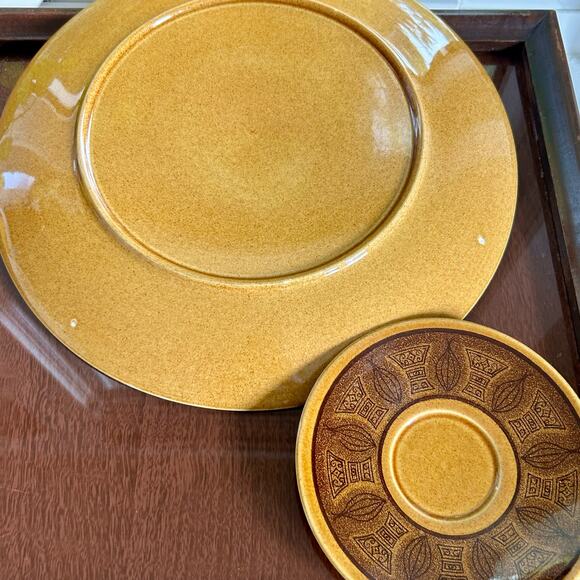 Vintage Taylor Smith & Taylor Cannes Atomic Onion Brown Plates 12" & 6” MCM - Picture 7 of 13